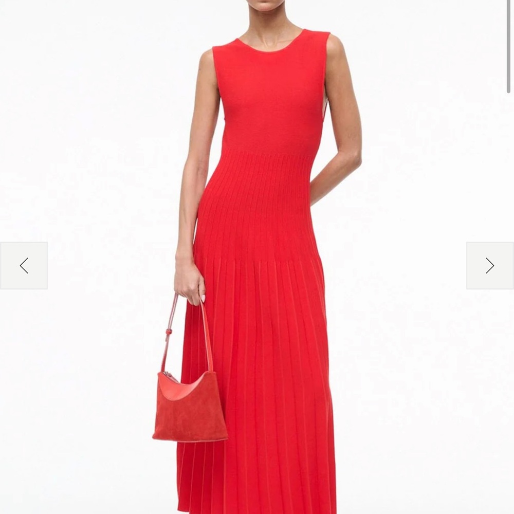 STAUD ELYSE DRESS RED ROSE Size Medium - Picture 4 of 7